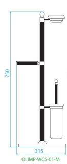 Стойка напольная c держателем туалетной бумаги, щёткой для унитаза и мыльницей, бронза Cezares OLIMP-WCS-02-M